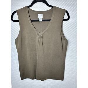 Chicos V Neck Brown Tank Top 3 XL Capsule Minimalist Rayon Nylon